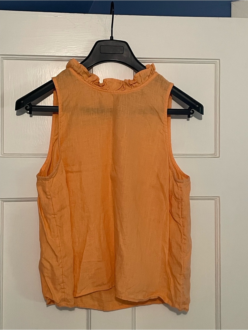 Sleeveless Linen Ruffle-Neck Women's Top in Soft Orange - J. Crew